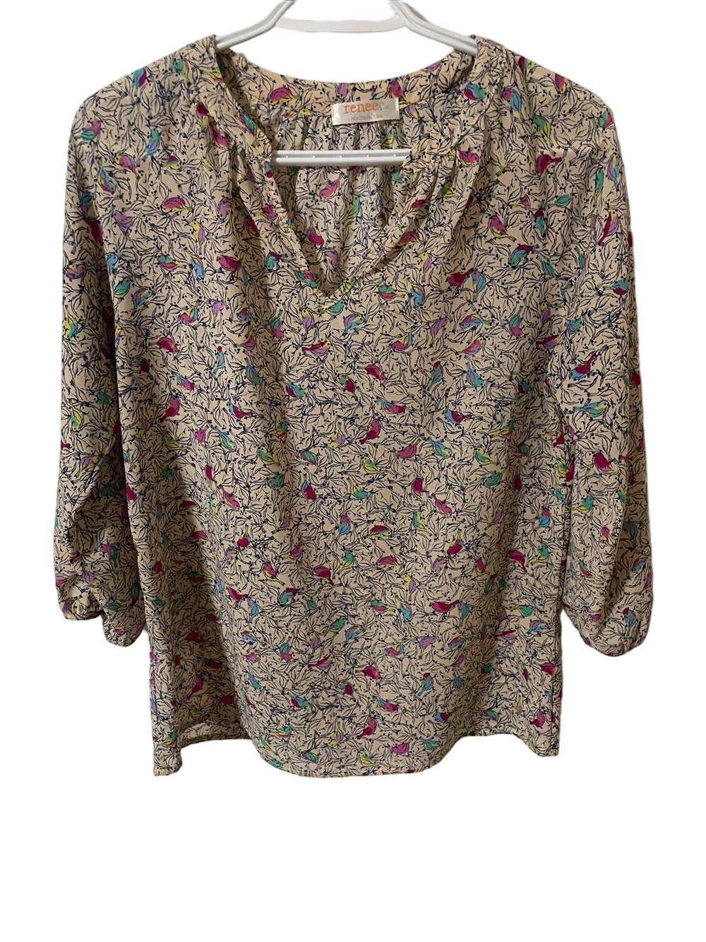 Renee C. Bird Print Pheasant Top Size Small